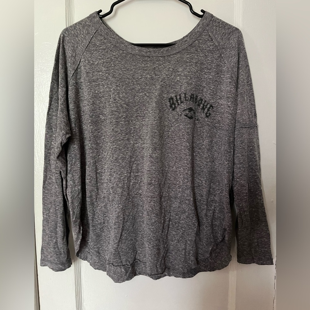 Billabong Heather Grey Raglan Long Sleeve Top sz M